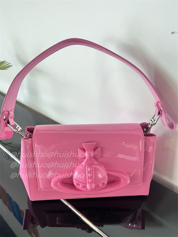 u1u1enne westwood crocodile pattern baguette shoulder bag saturn chain design