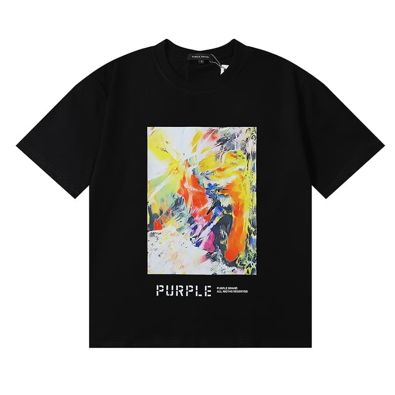 vlone fog pu*re b*and oil painting print t-shirt for men