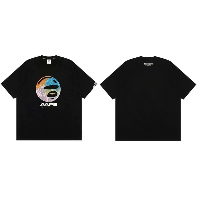 AAPE Ape Head Badge Short Sleeve Casual T-Shirt for Men and Women