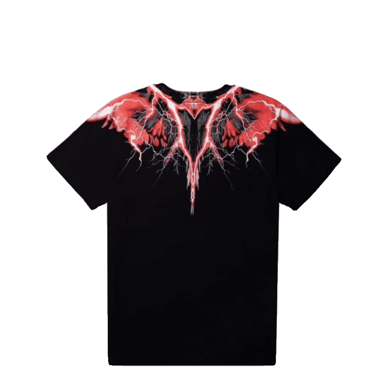 Marcelo Burlon MB red and white lightning wings short sleeve