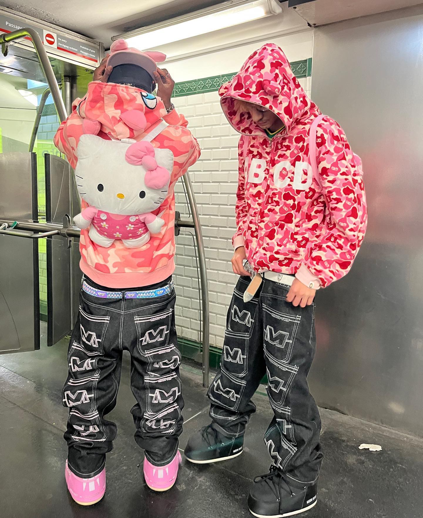 Minus Two Denim Trousers Casual Straight-Leg Loose Fit Hip Hop Star Style A