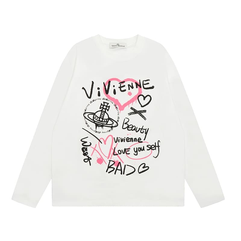 u1u1enne westwood splash-ink embroidered long sleeve t-shirt for men and women
