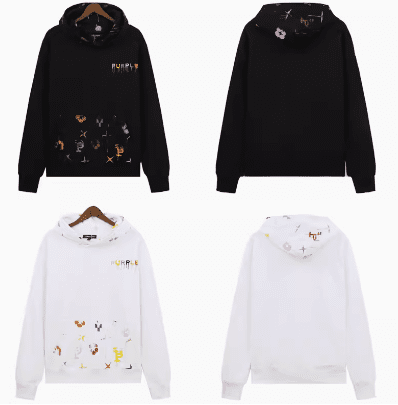 pu*re b*and logo printed washed casual hooded sweater for men and women