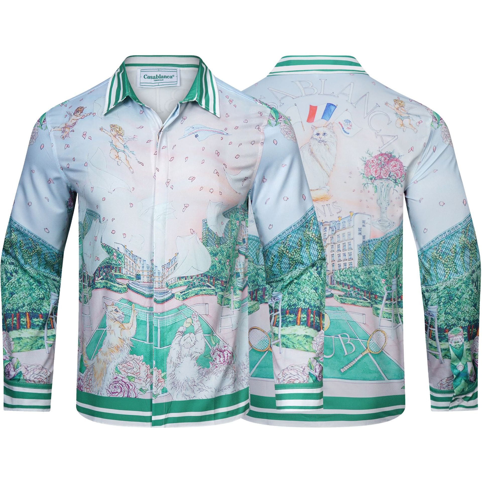 Casablanca Digital Spray Print Long Sleeve Fashion Shirt for Men