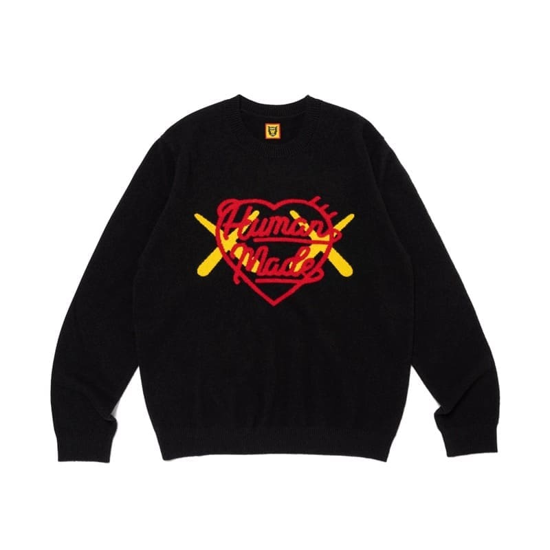 Hvm*n M*de cartoon jacquard sweater niche trendy round neck for couples