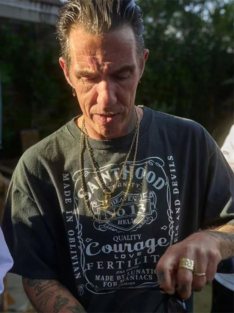 Saint Michael Motorcycle Vintage Washed VTG Short-Sleeve T-Shirt for Men and Women