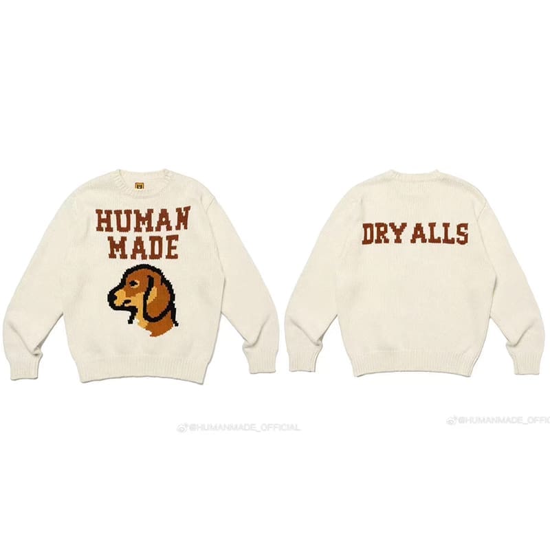 Hvm*n M*de cartoon jacquard sweater niche trendy round neck for couples