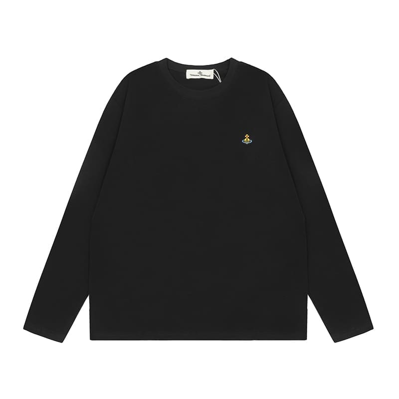 u1u1enne westwood splash-ink embroidered long sleeve t-shirt for men and women