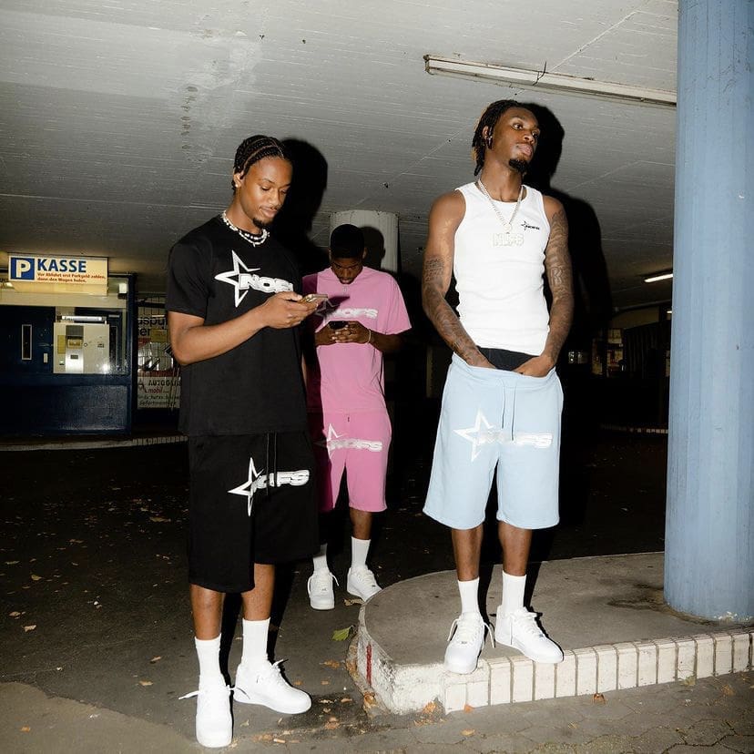 NOFS Letter Print Shorts Suit European Hip Hop Style High Street Sports Set 1