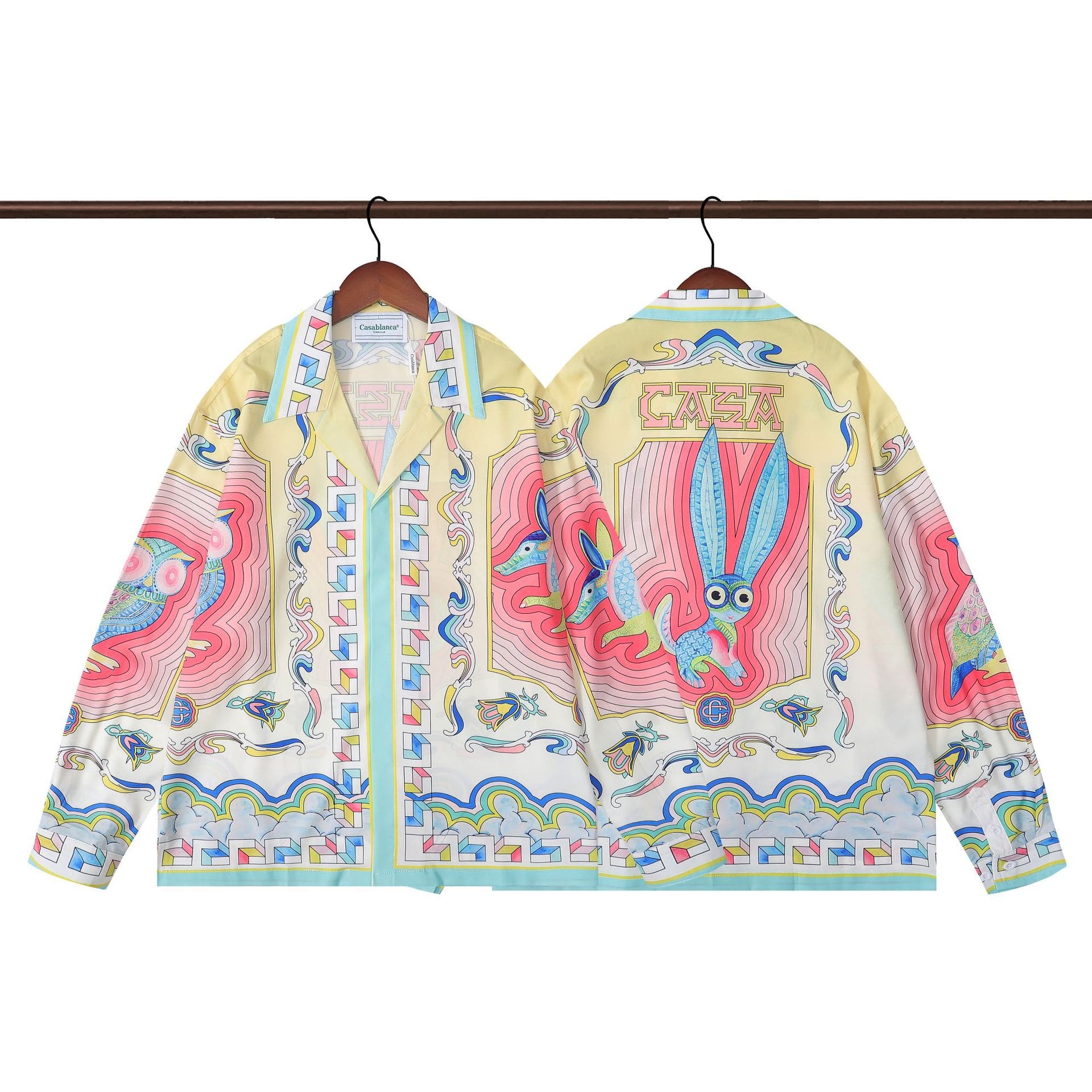 Casablanca Printed Long Sleeve Beach Shirt for Men