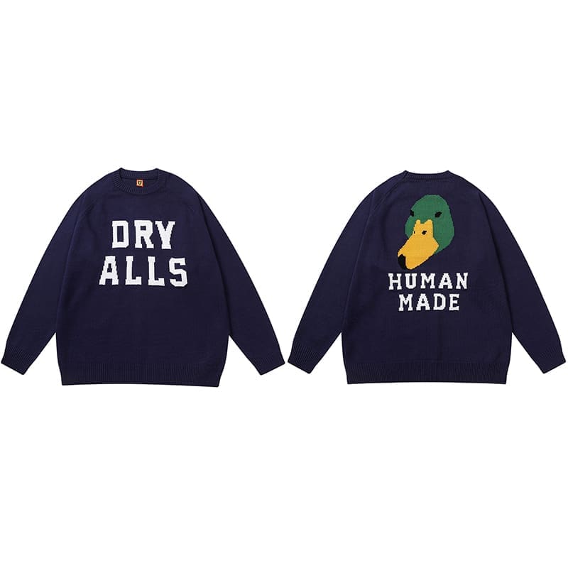 Hvm*n M*de cartoon jacquard sweater niche trendy round neck for couples