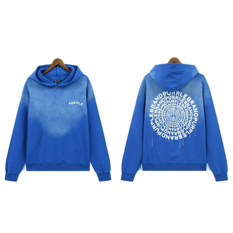 pu*re b*and logo printed washed casual hooded sweater for men and women