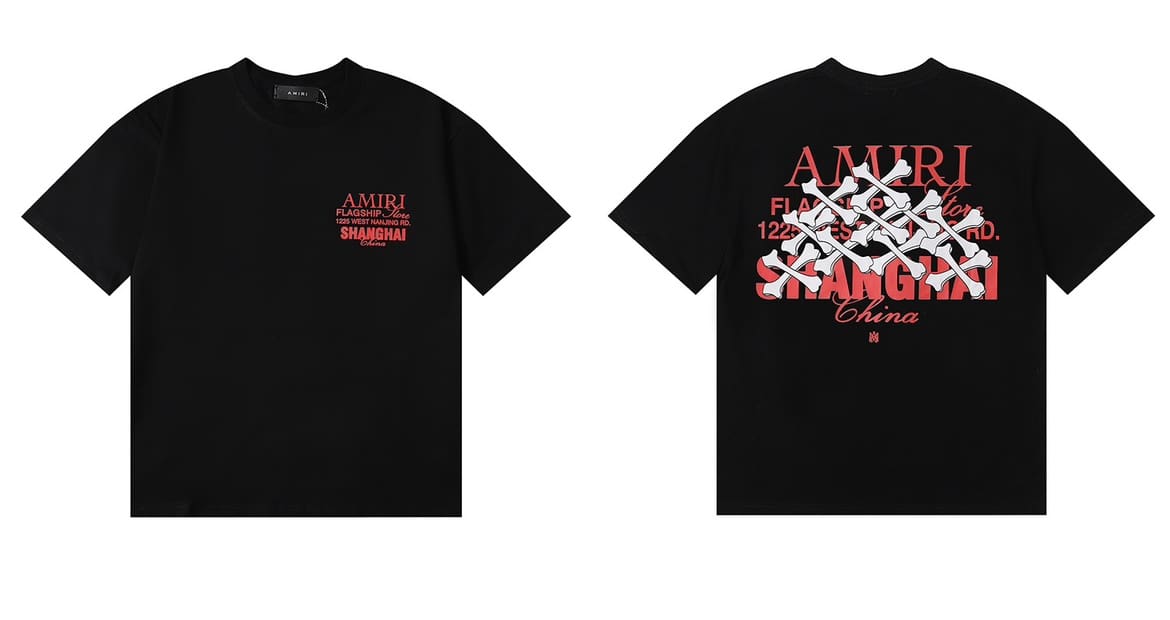 Amiri Fashion Solid Color High Street T-Shirt Retro Loose Fit A