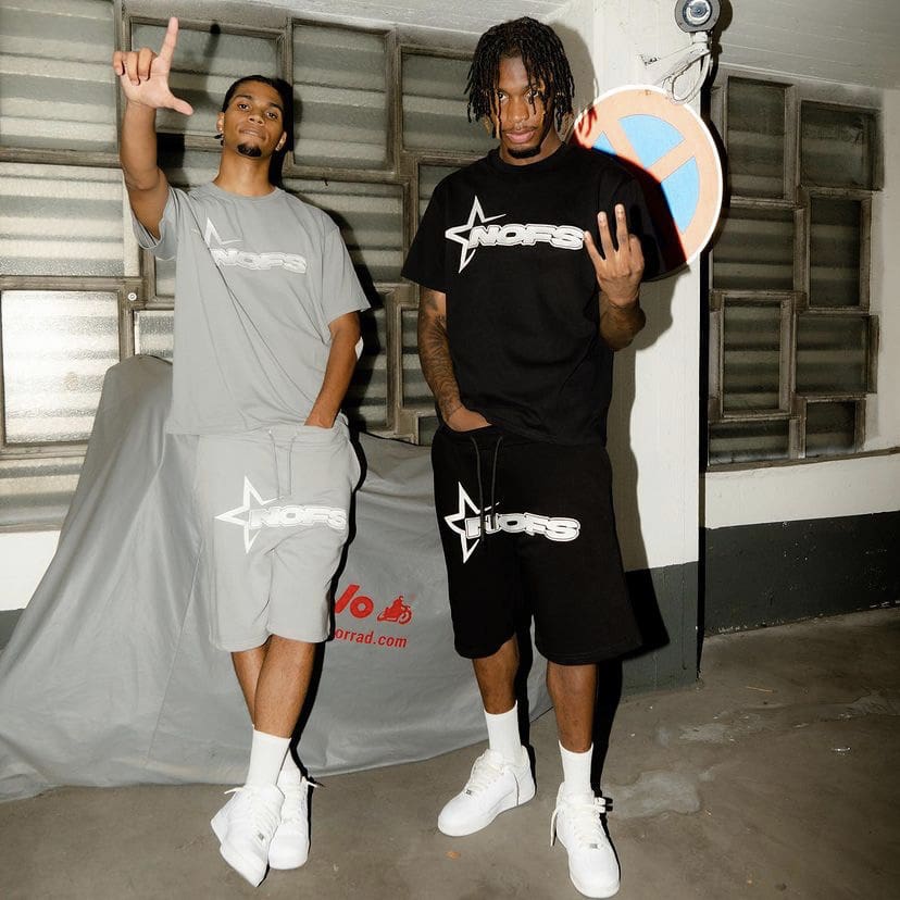 NOFS Letter Print Shorts Suit European Hip Hop Style High Street Sports Set 1