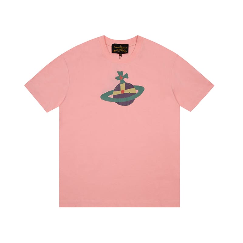 u1u1enne westwood splash-ink embroidered star print round neck t-shirt half sleeve