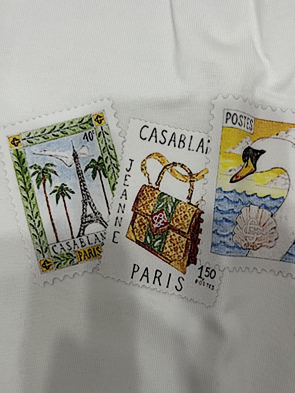 Casablanca Retro Hip Hop Stamp Print T-Shirt for Men and Women