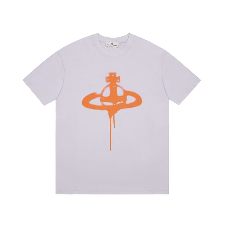 u1u1enne westwood splash-ink embroidered star print round neck t-shirt half sleeve