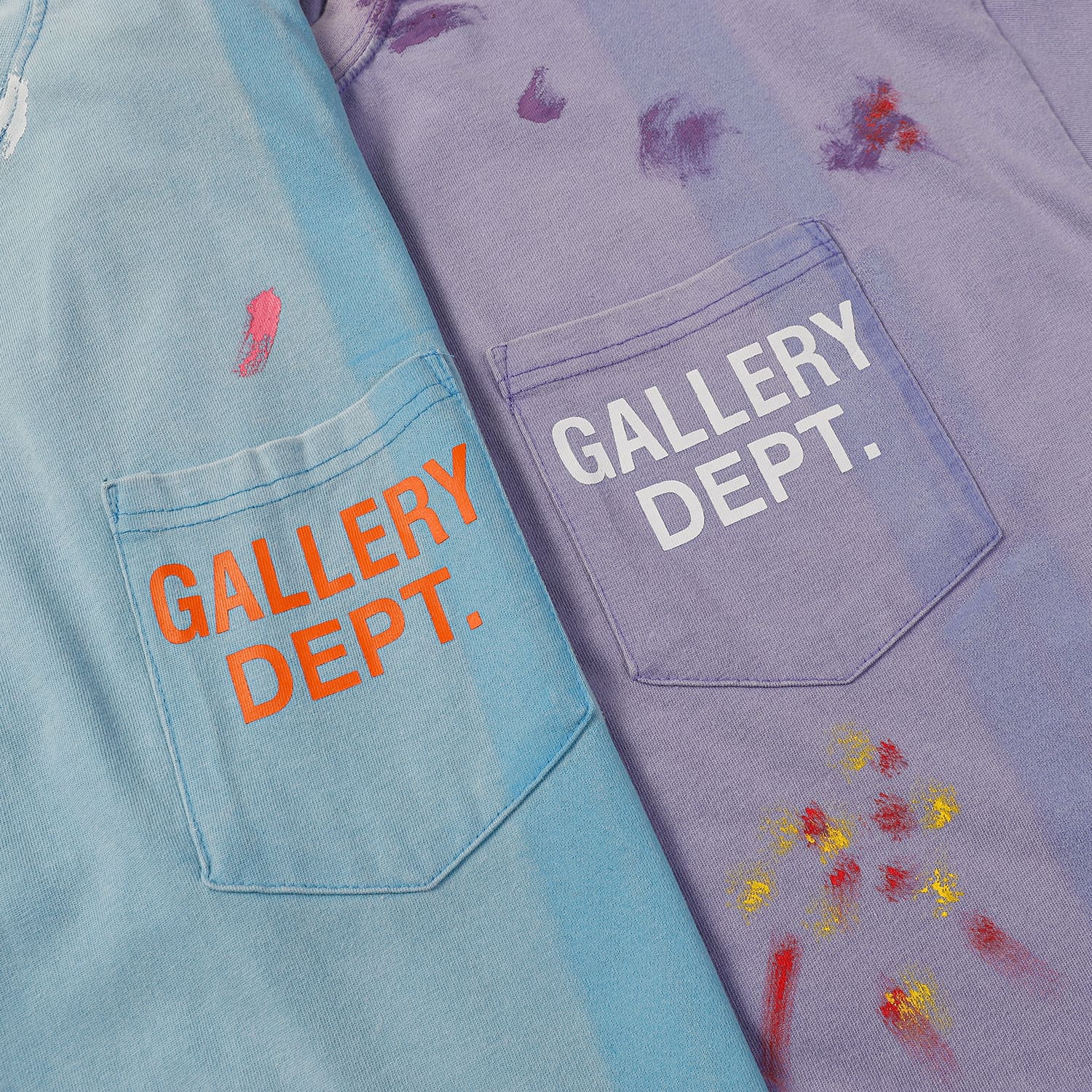 Gallery Dept Retro Paint-Splattered Graffiti Cotton T-Shirt for Men and Women