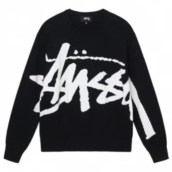 Stussy Logo Jacquard Round Neck Sweater for Men and Women