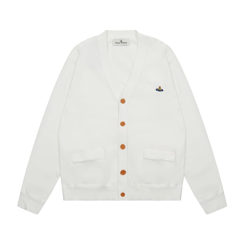 u1u1enne westwood saturn embroidery loose knitted cardigan sweater for spring and autumn