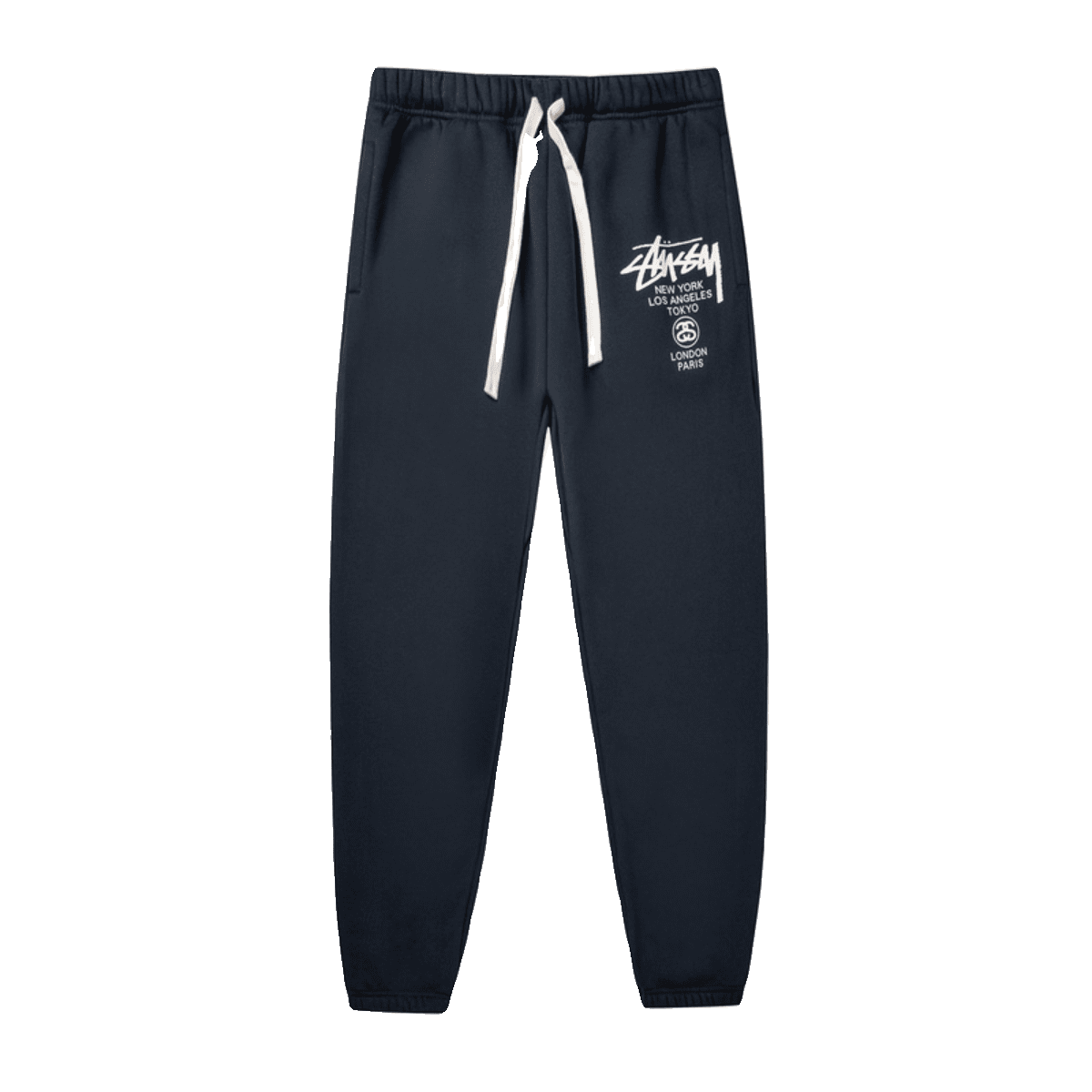 Stussy Sweatpants World Cruise High Street Fleece-Lined Loose Tapered Pants for Men and Women