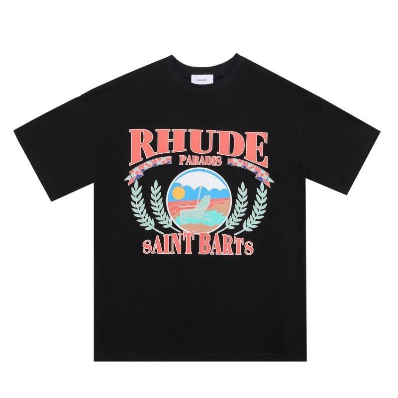 High Street Loose Oversized American Fashion Brand RHUDE Printed Short Sleeve T-Shirt for Couples