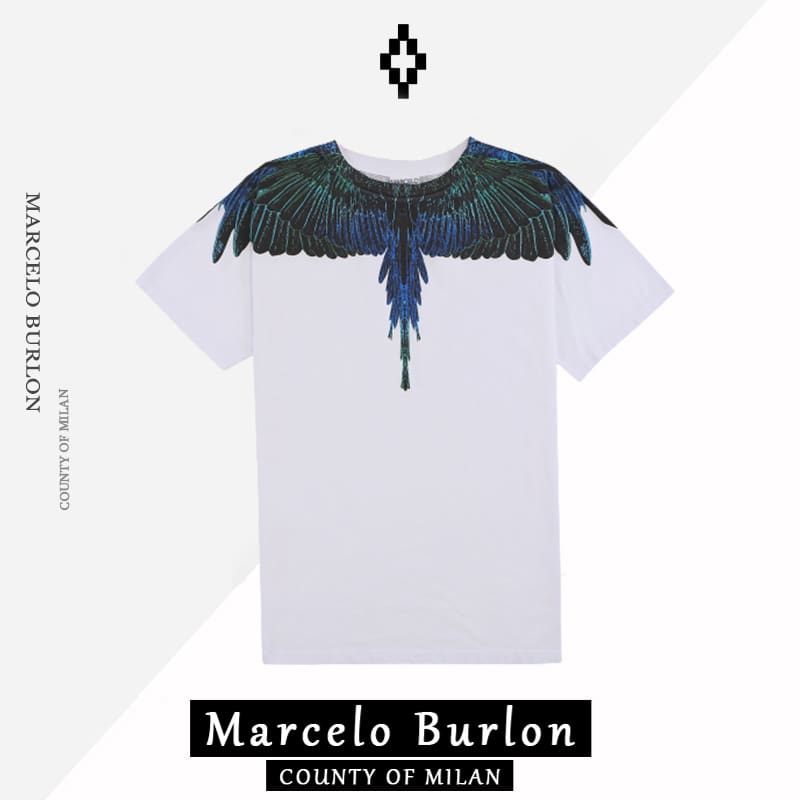 Marcelo Burlon MB Amber Green Wings short sleeve