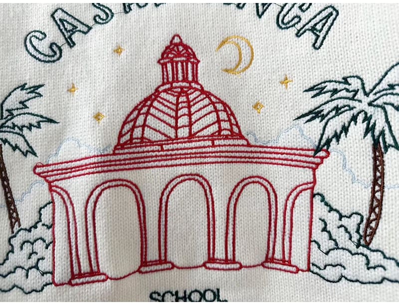 Casablanca Coconut Castle Embroidery Round Neck Sweater for Men and Women