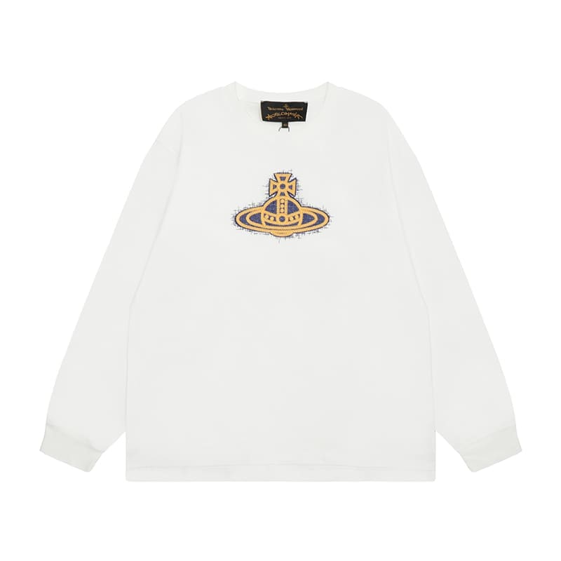 u1u1enne westwood splash-ink embroidered long sleeve t-shirt for men and women