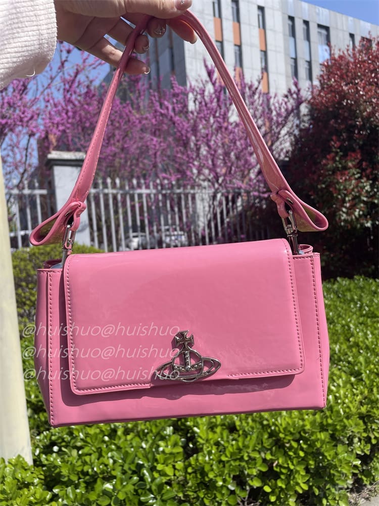 u1u1enne westwood crocodile pattern baguette shoulder bag saturn chain design