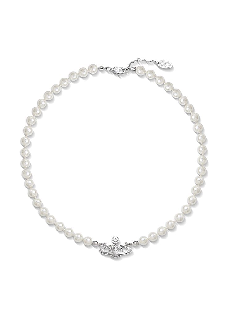 Vivienne Westwood Saturn Pin Pearl Necklace for Women Luxury Clavicle Chain