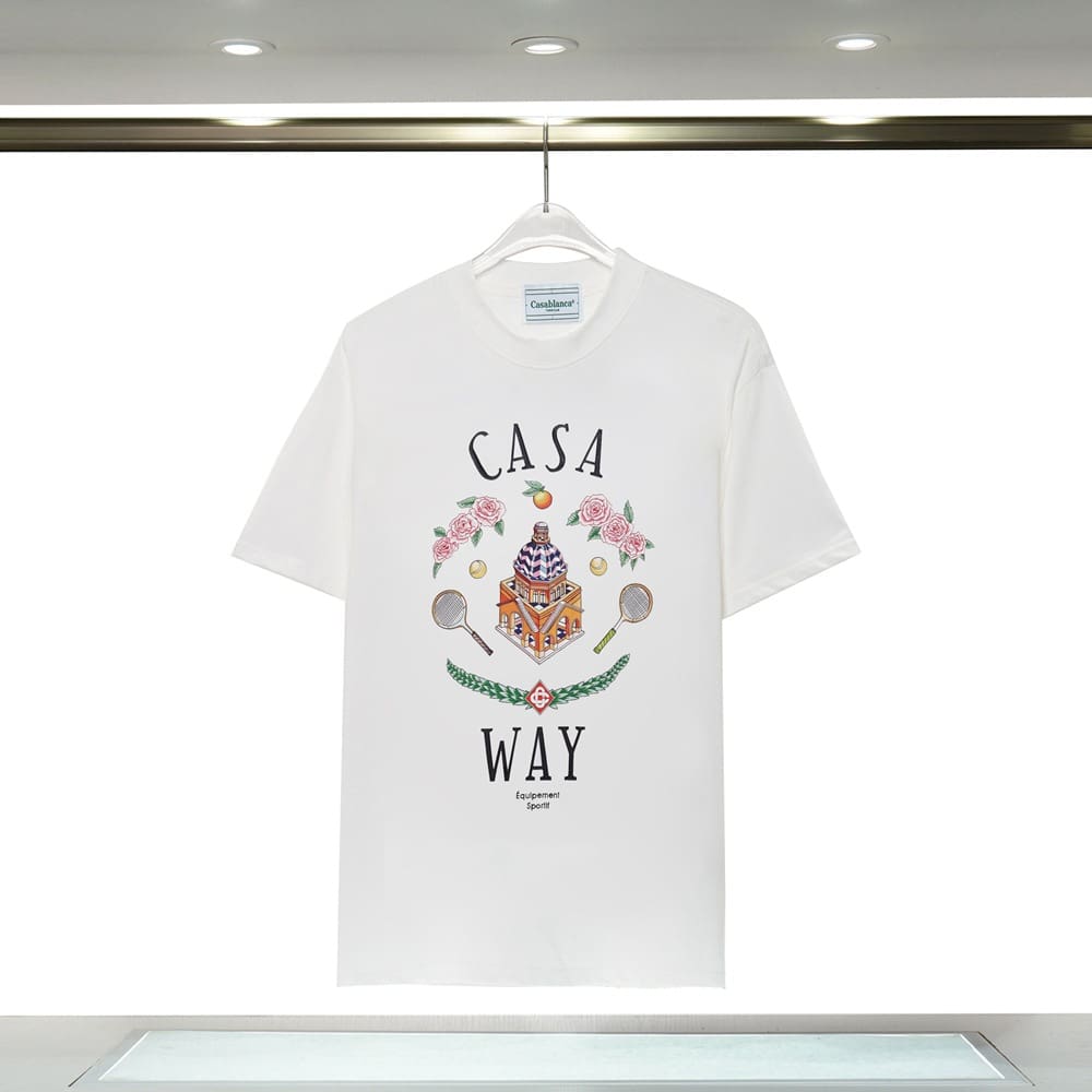 Casablanca 23ss Summer T-Shirt Elbow-Sleeve Men’s and Women’s Top