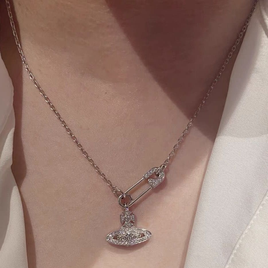 u1u1enne westwood saturn pin necklace clavicle chain for women