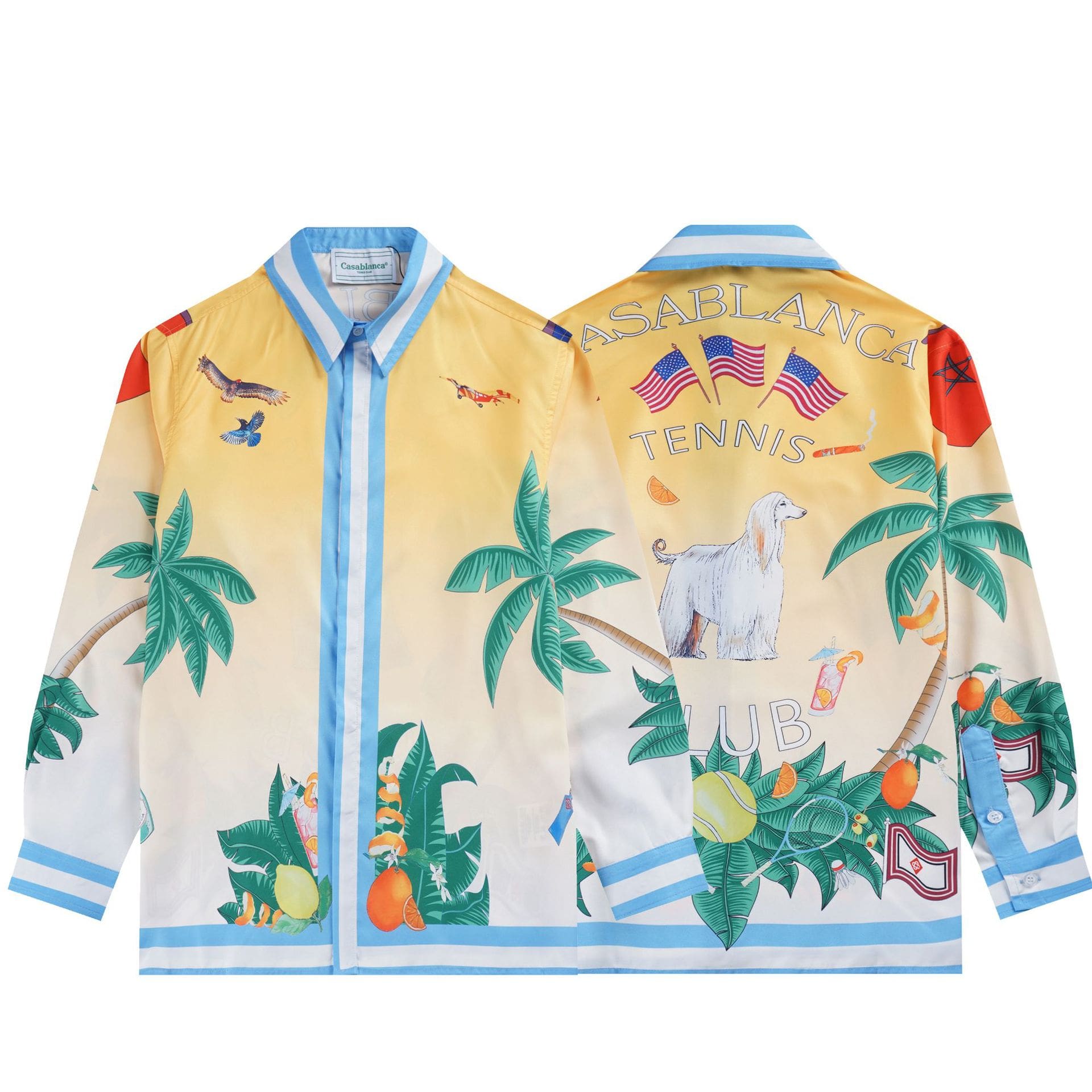 Casablanca Long Sleeve Printed Beach Shirt for Men A