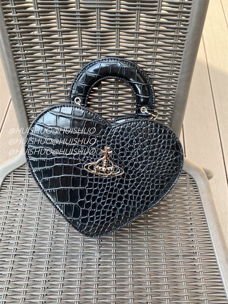 u1u1enne westwood crocodile pattern baguette shoulder bag saturn chain design