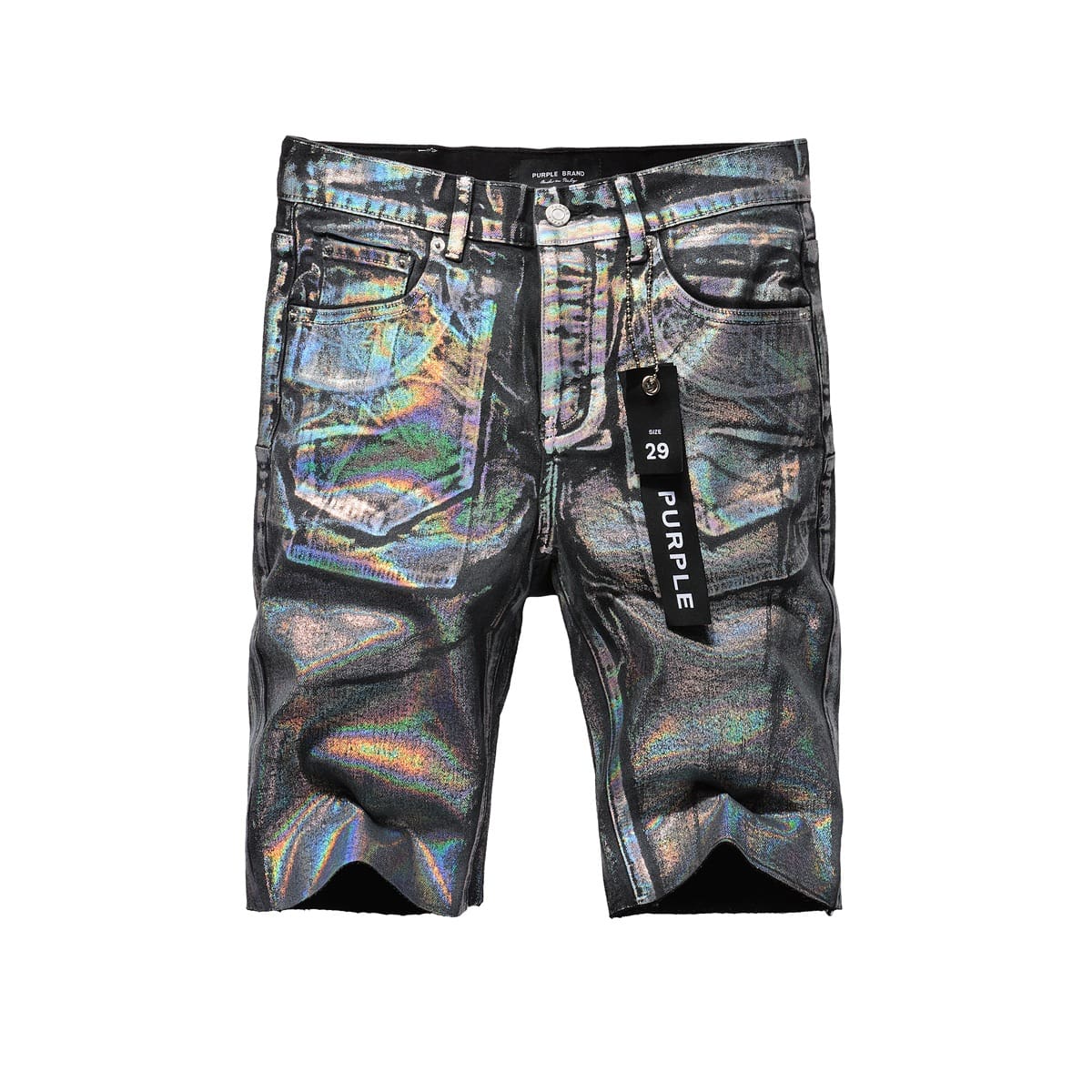 pu*re b*and denim shorts american high street silver coating 5028