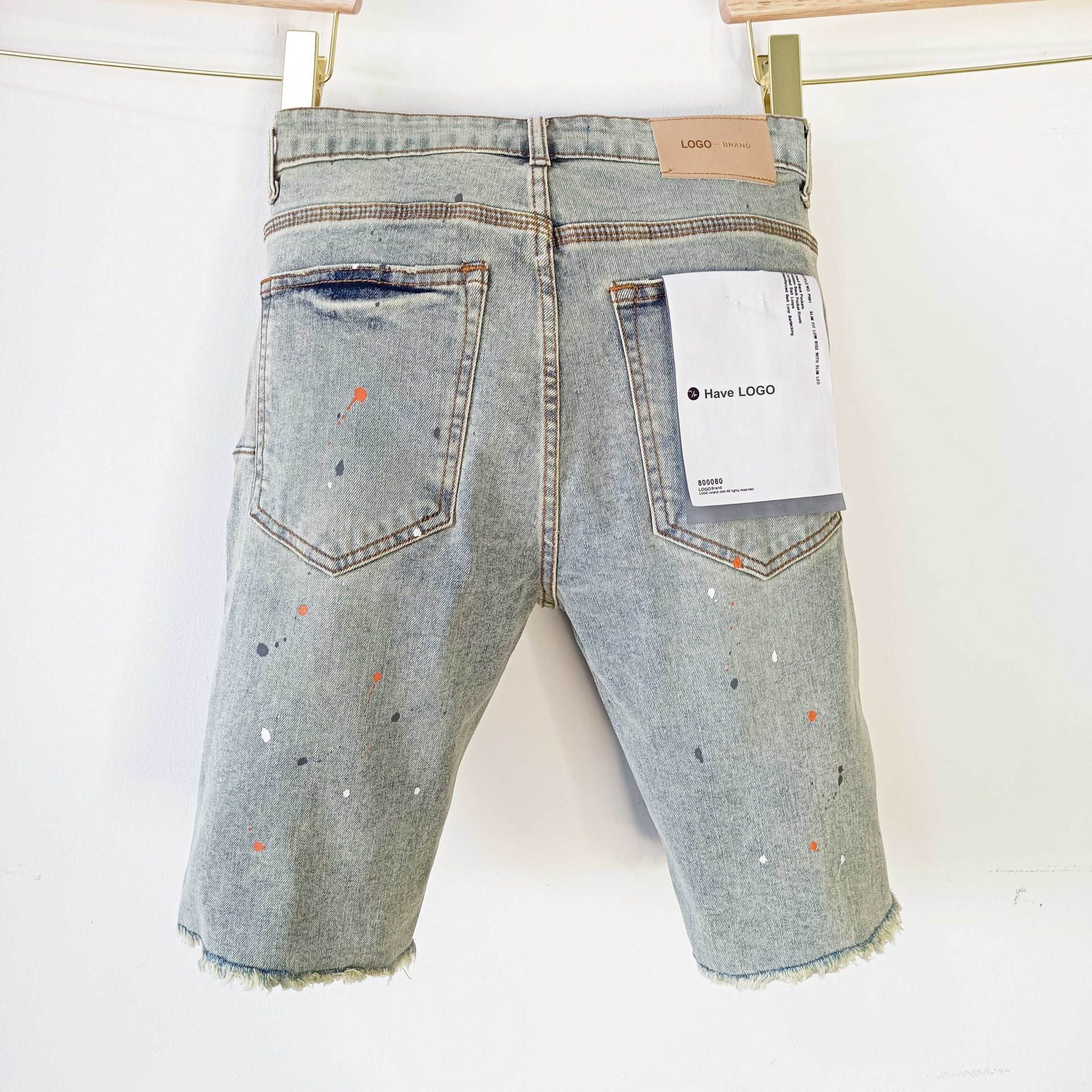 pu*re b*and ripped washed denim shorts american retro style for men