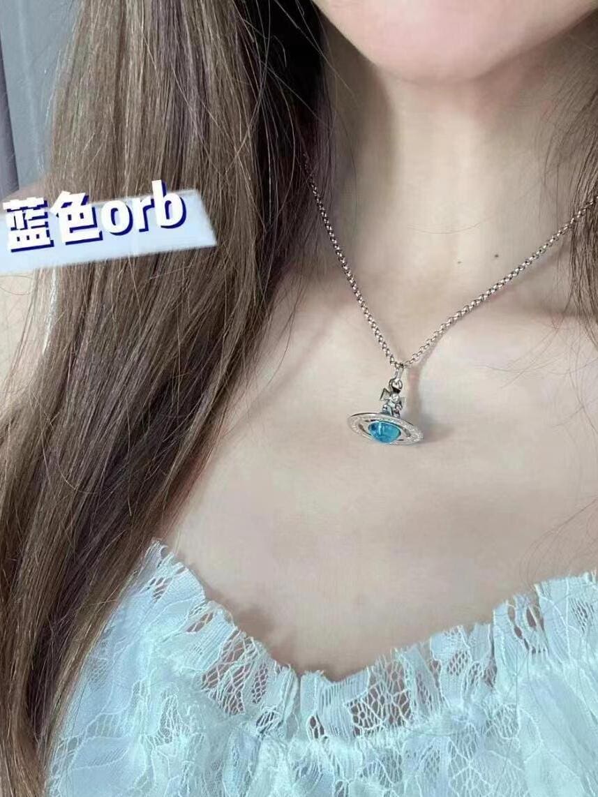 u1u1enne westwood earth planet necklace luxury french clavicle chain