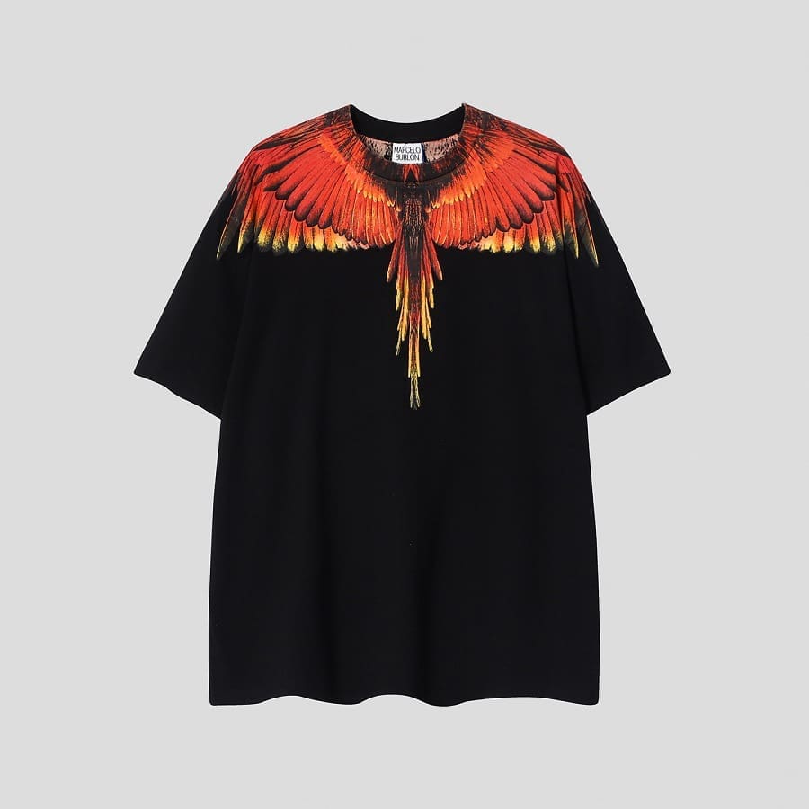 Marcelo Burlon Python Lion’s Head Feather T-Shirt Summer Couple Wear