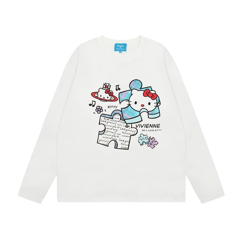 u1u1enne westwood splash-ink embroidered long sleeve t-shirt for men and women