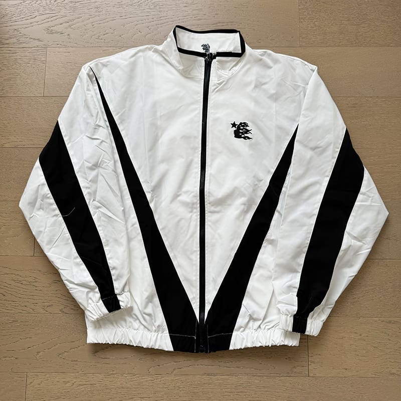 H*lst*r american high street retro trendy contrast color stitching embroidered logo zipper coat and trench coat