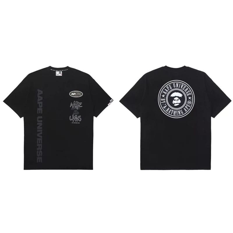 AAPE Ape Head Badge Short Sleeve Casual T-Shirt for Men and Women