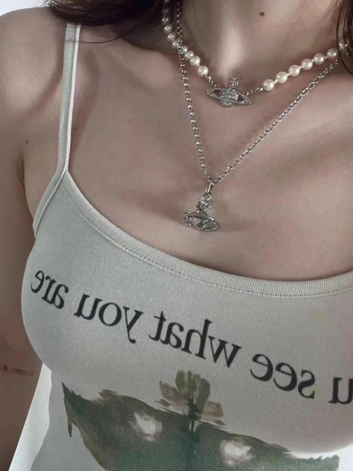 u1u1enne westwood earth planet necklace luxury french clavicle chain