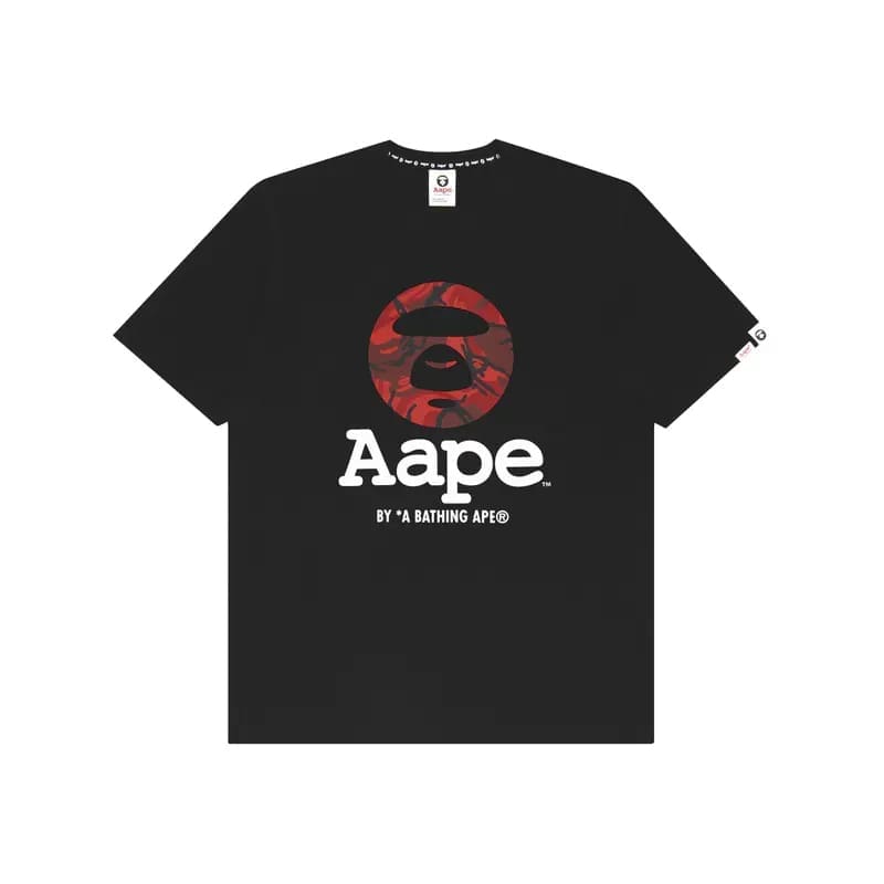 AAPE Camouflage Letter Print Loose Short Sleeve T-Shirt for Men and Women