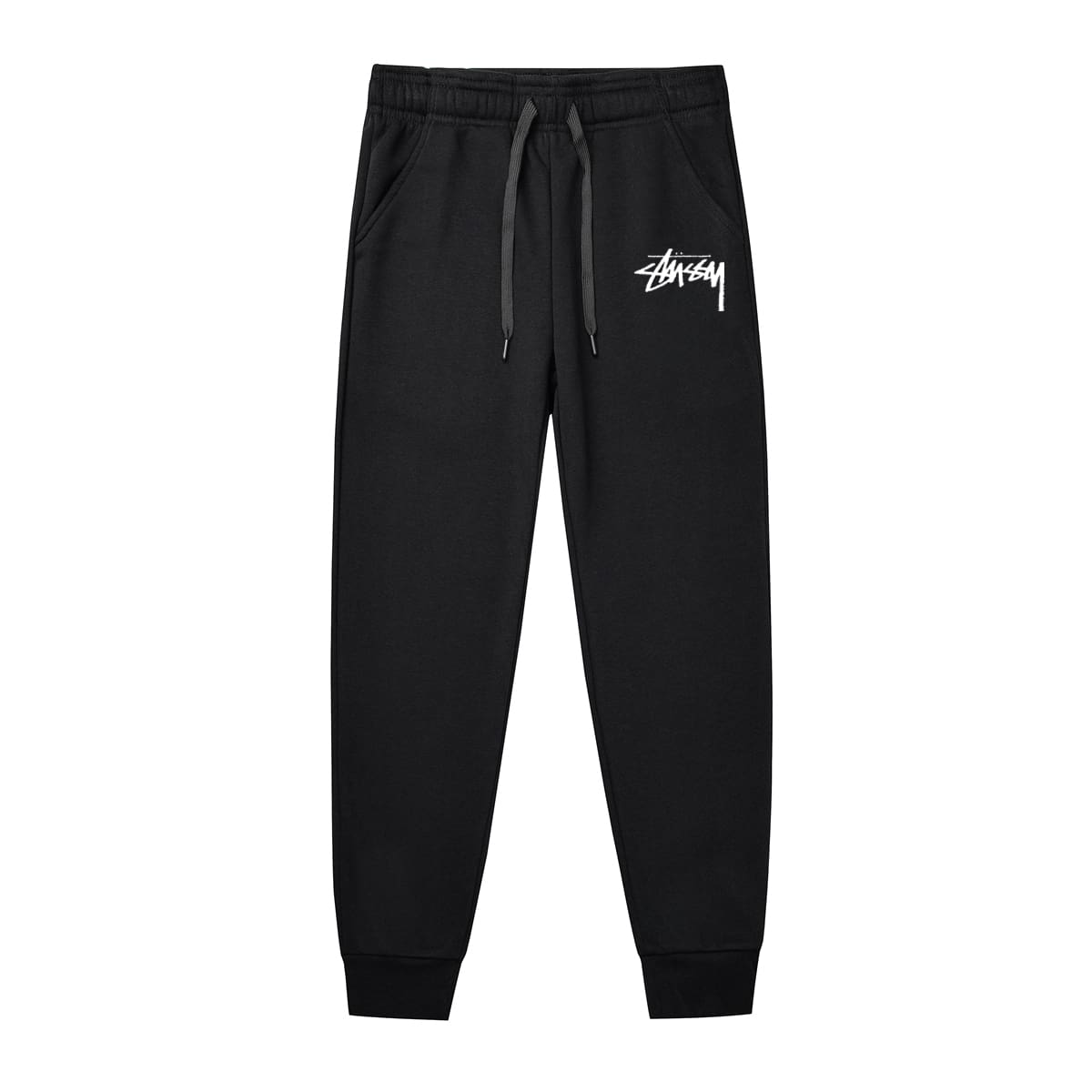 Stussy Sweatpants World Cruise High Street Fleece-Lined Loose Tapered Pants for Men and Women