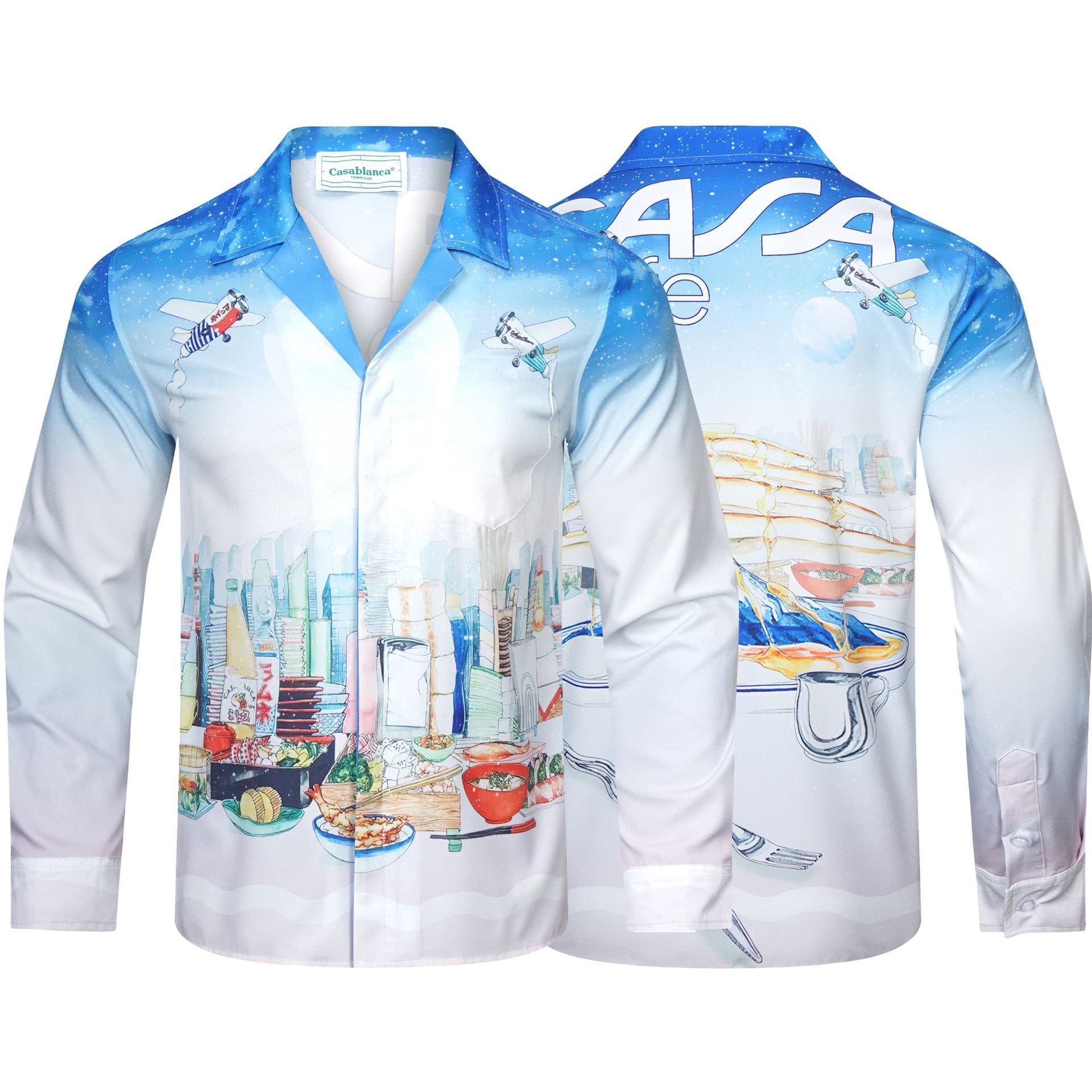 Casablanca Digital Spray Print Long Sleeve Fashion Shirt for Men