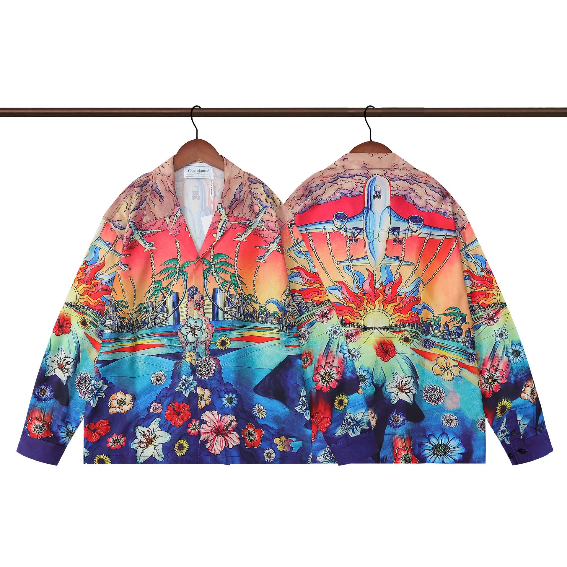 Casablanca Printed Long Sleeve Beach Shirt for Men