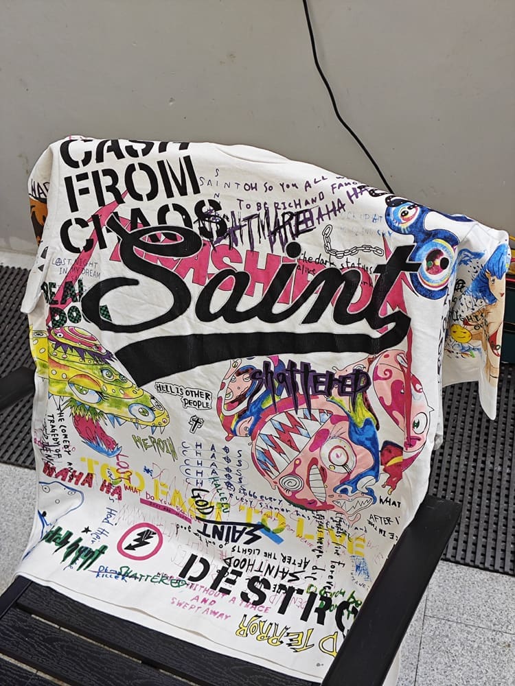 Saint Michael Graffiti Vintage Washed VTG Short Sleeve T-Shirt for Men