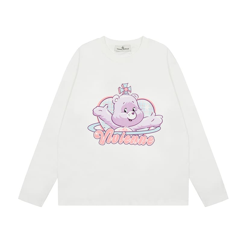 u1u1enne westwood splash-ink embroidered long sleeve t-shirt for men and women