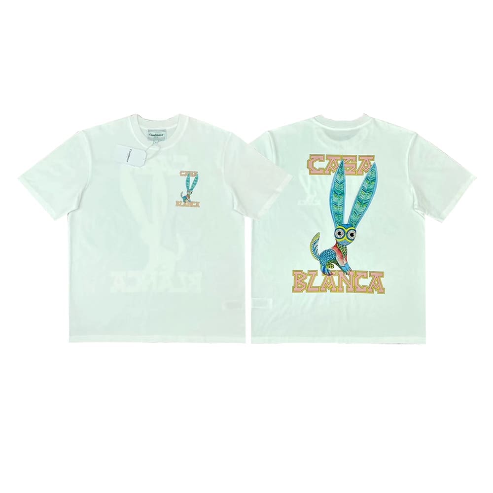 FOG AMIRI CASABLANCA Printed Pattern Loose Round-Neck Short-Sleeve T-Shirt for Men and Women